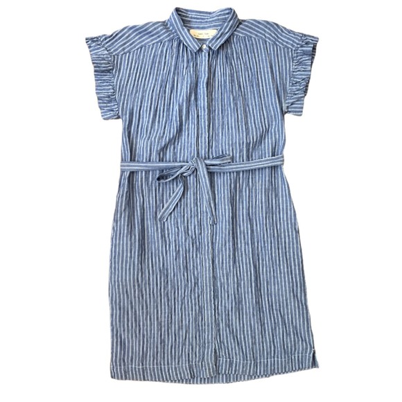 Isabella Sinclair Women's Blue Striped Fit & Flare Dress Tie Waist Size Small - Picture 2 of 11